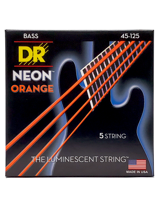 DR Hi-DEF NEON™ Orange 45-125 Cuerdas Bajo Eléctrico 5 Cuerdas Medium | Naranjo