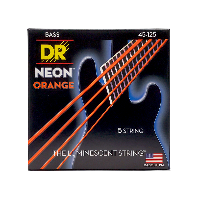 DR Hi-DEF NEON™ Orange 45-125 Cuerdas Bajo Eléctrico 5 Cuerdas Medium | Naranjo