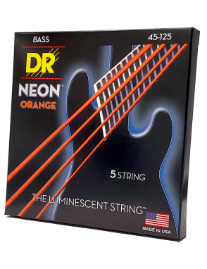 DR Hi-DEF NEON™ Orange 45-125 Cuerdas Bajo Eléctrico 5 Cuerdas Medium | Naranjo