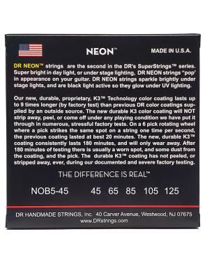 DR Hi-DEF NEON™ Orange 45-125 Cuerdas Bajo Eléctrico 5 Cuerdas Medium | Naranjo