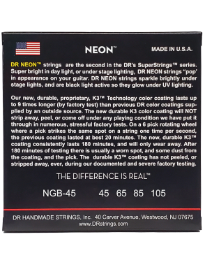 DR HI-DEF NEON™ Blue 45-105 Cuerdas Bajo Eléctrico Medium | Azul