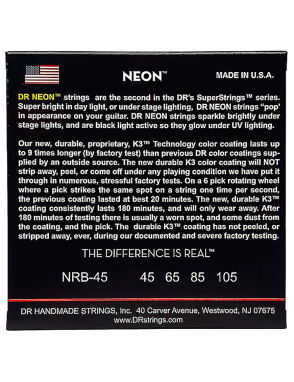 DR HI-DEF NEON™ Red 45-105 Cuerdas Bajo Eléctrico Medium | Rojo