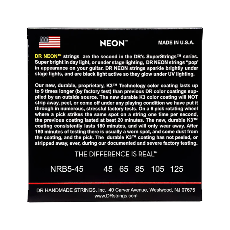 DR HI-DEF NEON™ Red 45-125 Cuerdas Bajo Eléctrico 5 Cuerdas Medium | Rojo