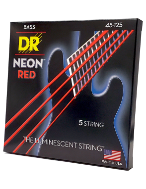 DR HI-DEF NEON™ Red 45-125 Cuerdas Bajo Eléctrico 5 Cuerdas Medium | Rojo