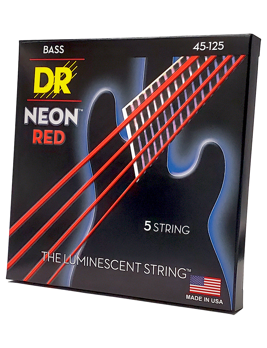 DR HI-DEF NEON™ Red 45-125 Cuerdas Bajo Eléctrico 5 Cuerdas Medium | Rojo