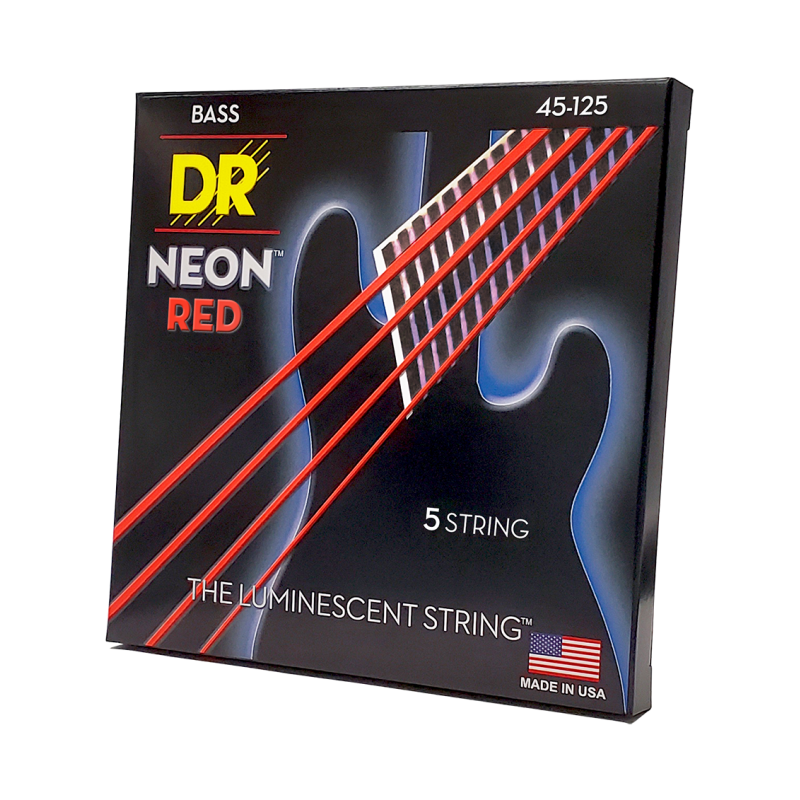 DR HI-DEF NEON™ Red 45-125 Cuerdas Bajo Eléctrico 5 Cuerdas Medium | Rojo