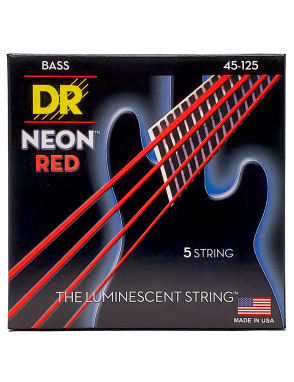 DR HI-DEF NEON™ Red 45-125 Cuerdas Bajo Eléctrico 5 Cuerdas Medium | Rojo