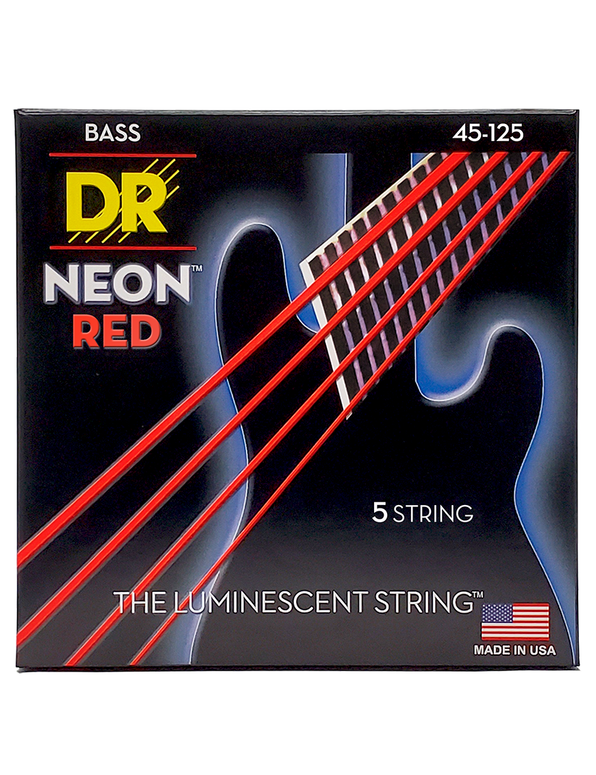 DR HI-DEF NEON™ Red 45-125 Cuerdas Bajo Eléctrico 5 Cuerdas Medium | Rojo