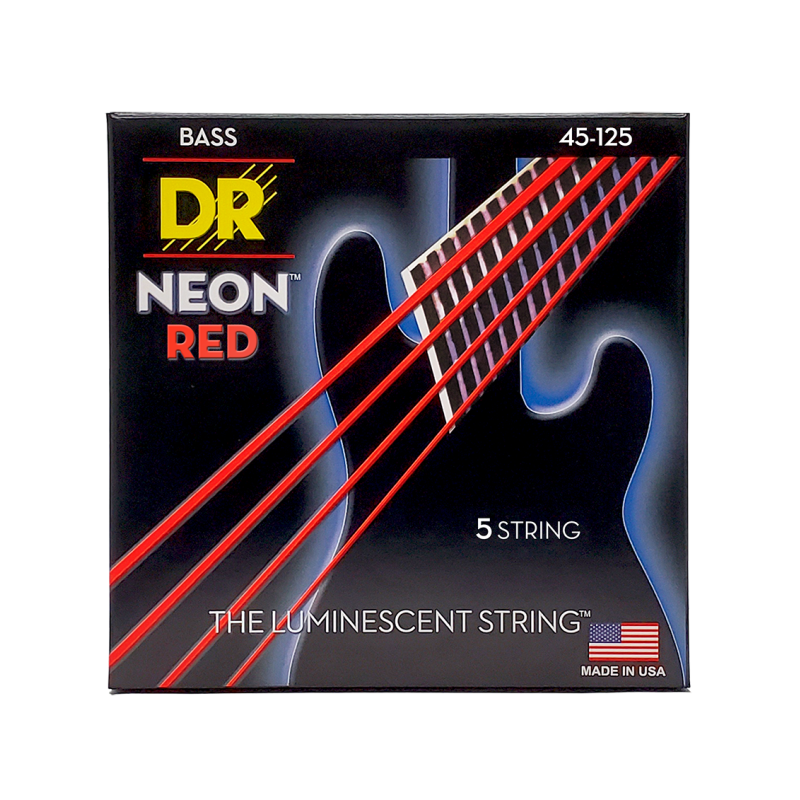 DR HI-DEF NEON™ Red 45-125 Cuerdas Bajo Eléctrico 5 Cuerdas Medium | Rojo