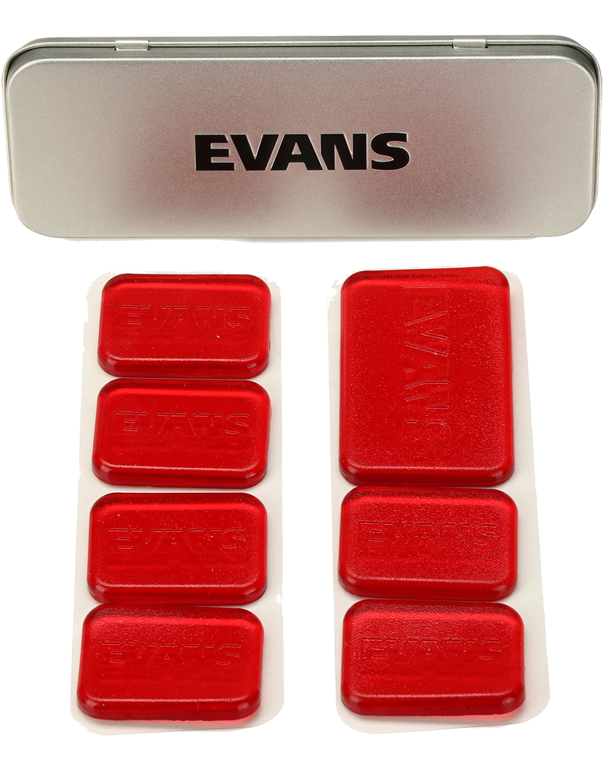 EVANS EQ PODS Control Resonancia Damper Gel Set: Cajita Metálica 7 Unidades