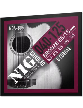 NIG® NBA-805 40-125 Cuerdas Bajo 5 Cuerdas Acústico 85/15 Bronze