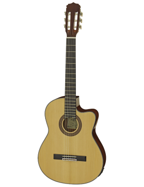 Aria® A10CE Guitarra Clásica Electroacústica Cutaway con Funda | Natural