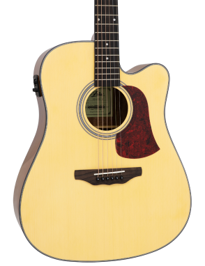 Aria® AD10CE Guitarra Folk Electroacústica Cutaway con Funda | Natural