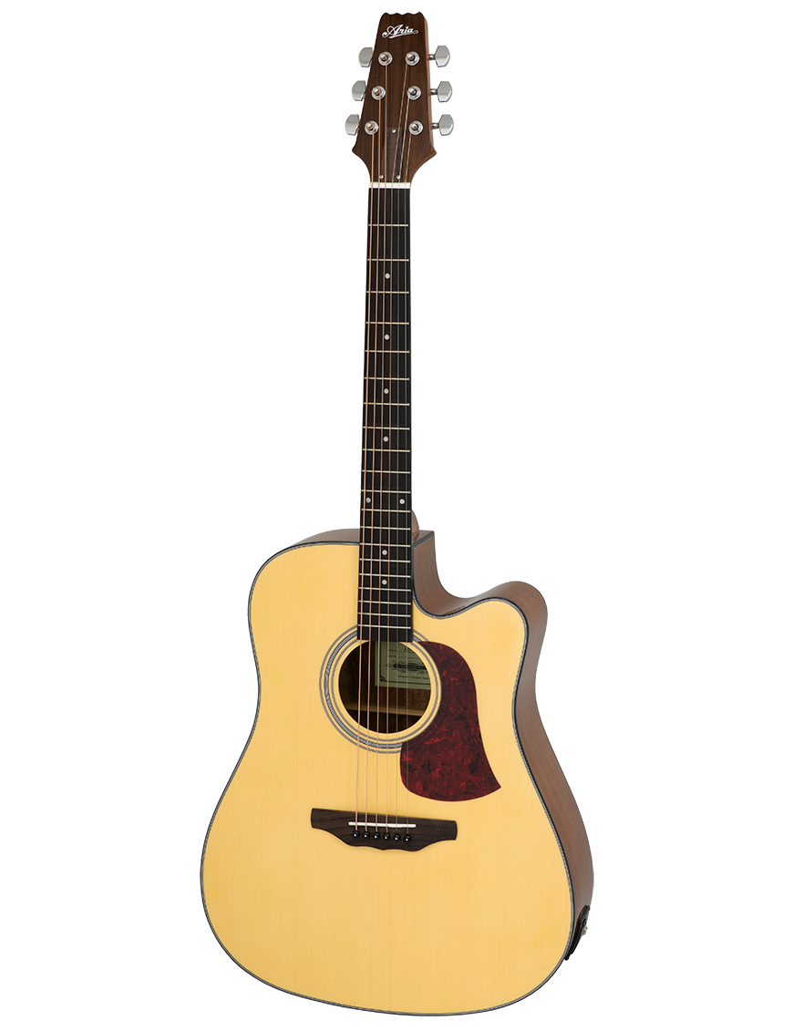Aria® AD10CE Guitarra Folk Electroacústica Cutaway con Funda | Natural