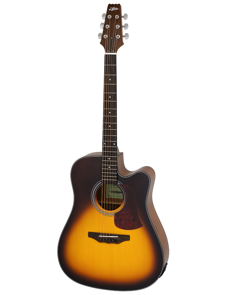 Aria® AD10CE Guitarra Folk Electroacústica Cutway con Funda | Tobacco Sunburst