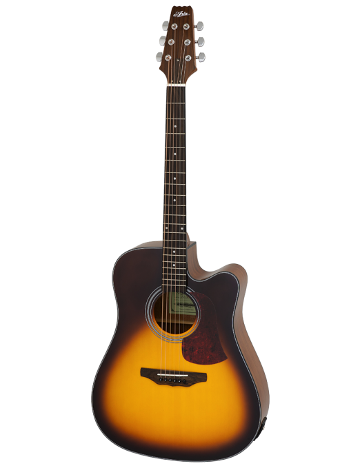 Aria® AD10CE Guitarra Folk Electroacústica Cutway con Funda | Tobacco Sunburst