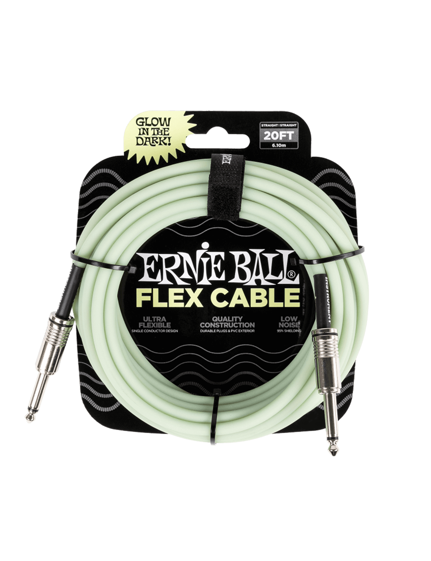 Ernie Ball® 6437 Glow in Dark  Flex Cables Instrumentos Plug ¼" Recto a Plug ¼" Recto | 6.10Mt