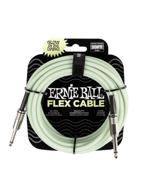 Ernie Ball® 6437 Glow in Dark  Flex Cables Instrumentos Plug ¼" Recto a Plug ¼" Recto | 6.10Mt