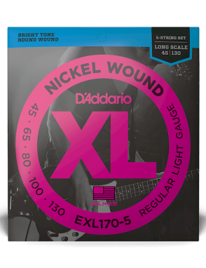 D'Addario EXL170-5 45-130 Cuerdas Bajo Eléctrico 5 Cuerdas Regular Nickel Wound