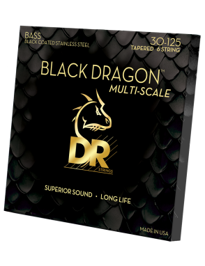 DR BLACK DRAGON™ 30-125 Multi-Escala Cuerdas Bajo Eléctrico 6 Cuerdas Recubiertas