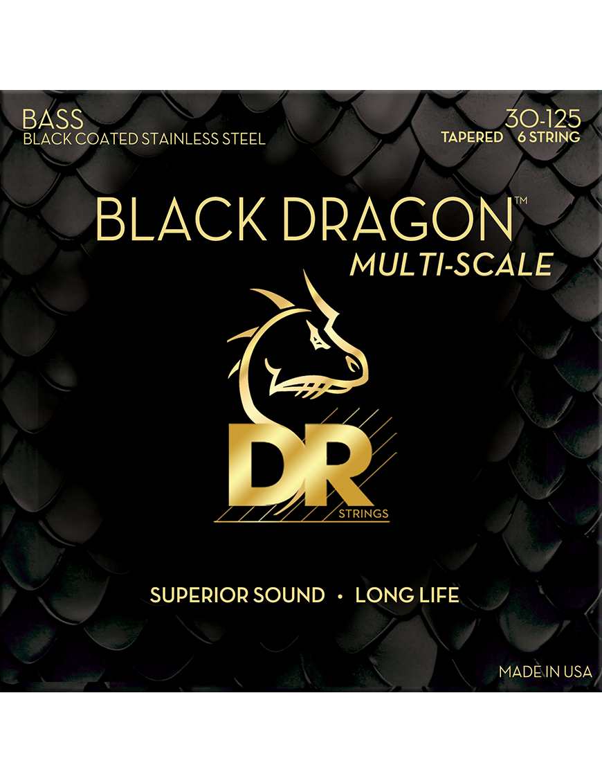 DR BLACK DRAGON™ 30-125 Multi-Escala Cuerdas Bajo Eléctrico 6 Cuerdas Recubiertas