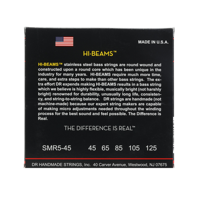 DR HI-BEAMS™ 45-125 Escala Corta Cuerdas Bajo Eléctrico 5 Cuerdas Medium