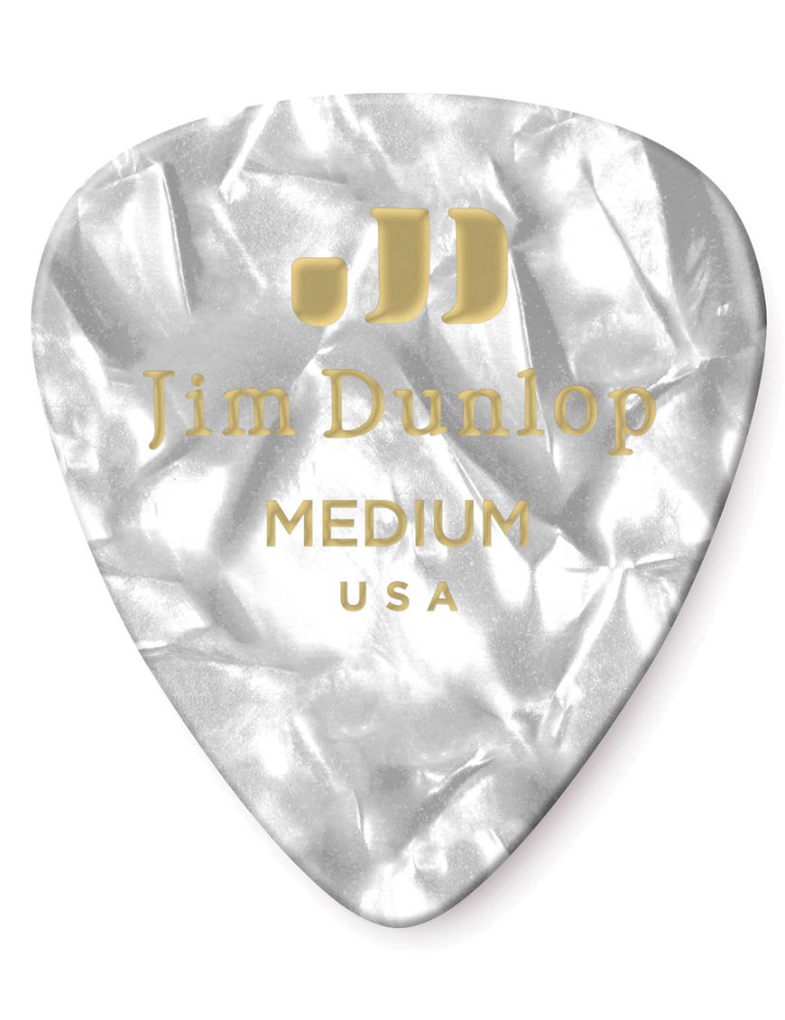 Dunlop® 483 Uñetas Celuloide Jim Dunlop® Blanco Perlado Calibre: Medium  | 12 Unidades