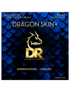 DR DRAGON SKIN+™ 10/12 Cuerdas Guitarra Acústica 12 Cuerdas Phosphor Bronze Recubiertas