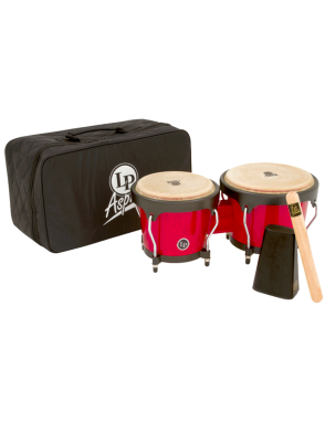 LP 500-RW ASPIRE Bongo Madera 6¾"-8" Red Kit: Bongo + Funda + Cencerro