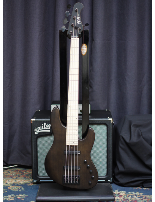 FGN® Mighty Jazz ASH DEM JMJ5 Bajo Eléctrico 5 Cuerdas Preamp Bartolini Funda | T Brown Flat