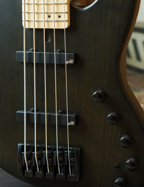 FGN® Mighty Jazz ASH DEM JMJ5 Bajo Eléctrico 5 Cuerdas Preamp Bartolini Funda | T Brown Flat