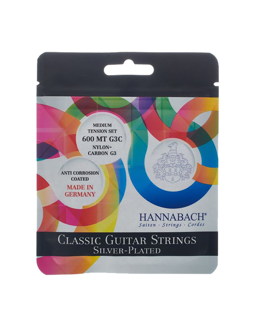 HANNABACH® 600MT G3C Carbono Cuerdas Guitarra Clásica Nylon Tensión Media