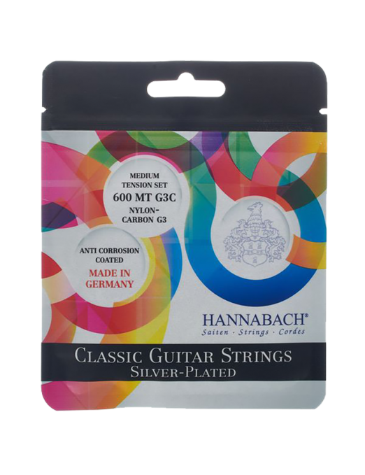 HANNABACH® 600MT G3C Carbono Cuerdas Guitarra Clásica Nylon Tensión Media