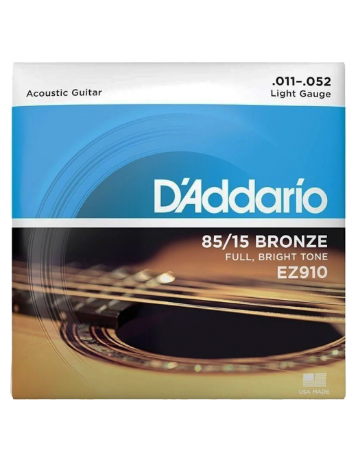 D'Addario EZ910 11-52 Cuerdas Guitarra Acústica 85/15 Bronze