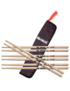 VIC FIRTH® 5A Pack Freestyle American Concept® Baquetas Punta Madera Pack: 4 Pares + Funda