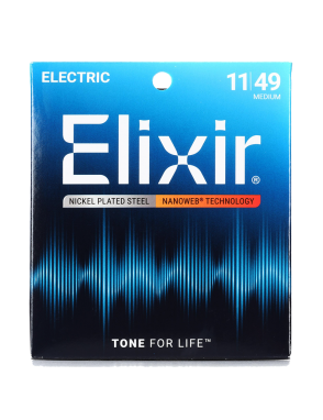 Elixir® 12102 11-49 NANOWEB® Cuerdas Guitarra Eléctrica Recubiertas Medium Nickel Plated Steel