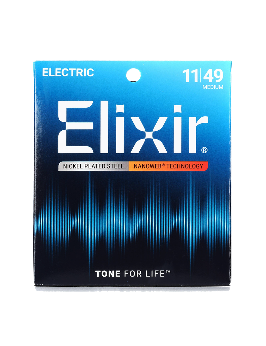 Elixir® 12102 11-49 NANOWEB® Cuerdas Guitarra Eléctrica Recubiertas Medium Nickel Plated Steel