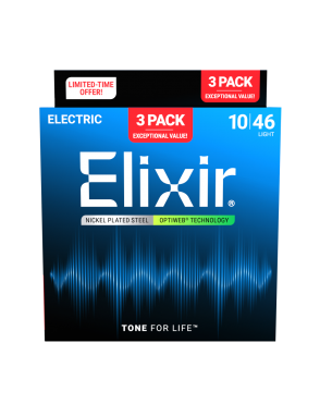 Elixir® 16552 10-46 OPTIWEB® 3Pack Cuerdas Guitarra Eléctrica Recubiertas Light Nickel Plated Steel
