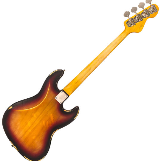 Vintage® V74 Gastado Bajo Eléctrico Zurdo Fretless JB Sunburst