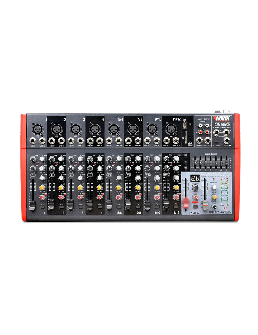 NOVIK® NVK-1202FX Mezclador Análogo 12 Canales DSP Efectos