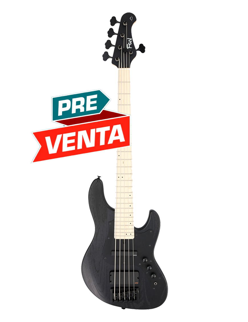 FGN® JMJ53 Mighty Jazz ASH-DE-M Bajo Eléctrico 5 Cuerdas Funda Premium| Open Pore Black