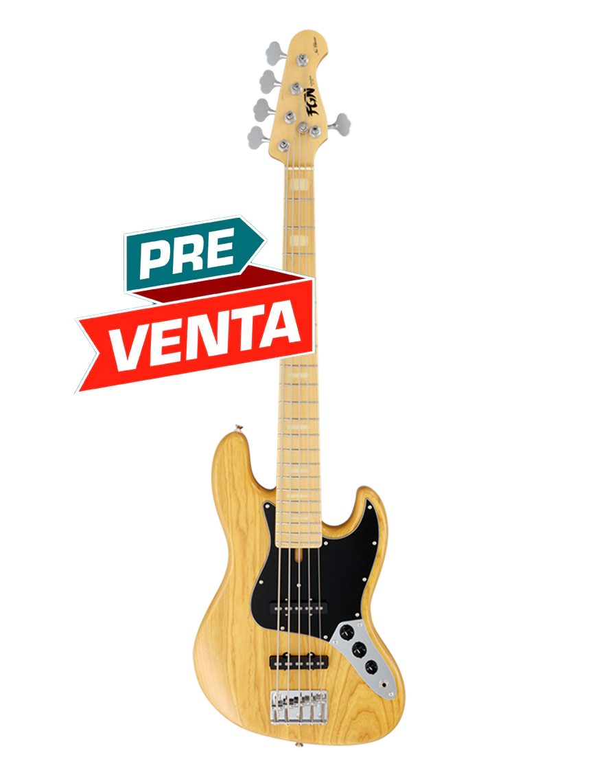 FGN® Neo Classic NJB100MBAHV Bajo Eléctrico 5 Cuerdas Funda | Vintage Natural