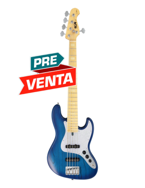 FGN® Neo Classic NJB100MBAHV Bajo Eléctrico 5 Cuerdas Funda | See-Thru Blue Burst