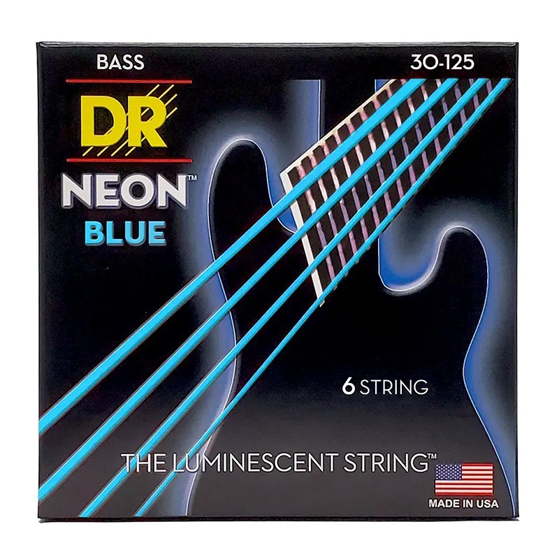 DR HI-DEF NEON™ Blue 30-125 Cuerdas Bajo Eléctrico 6 Cuerdas Medium | Azul