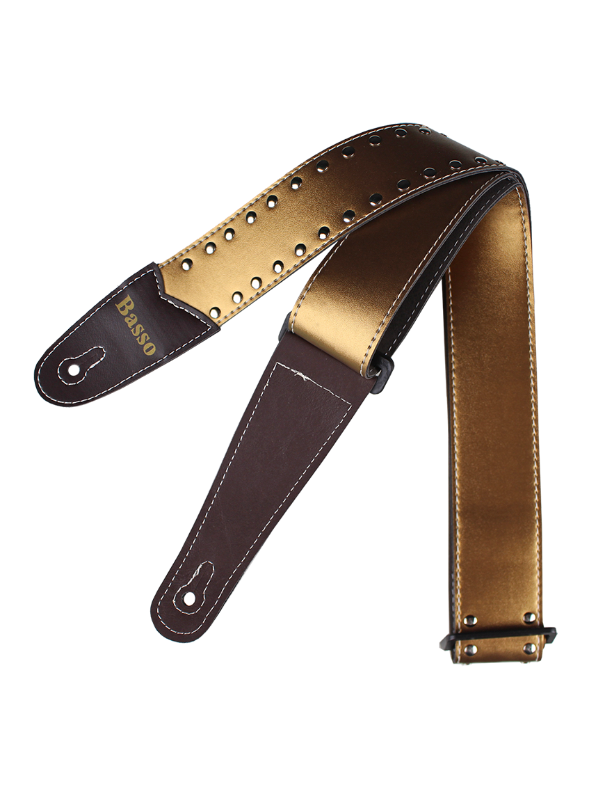Basso® Chrome Spark Line Gold Correa Guitarra 5cm Largo: 145cm