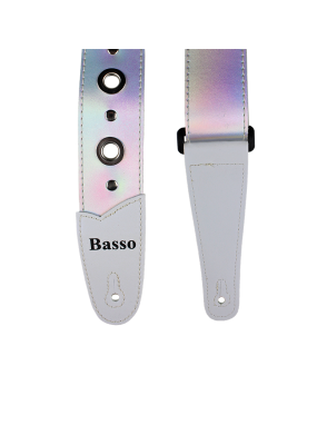 Basso® Chrome Urban Line Silver Tornasol Correa Guitarra 5cm Largo: 145cm