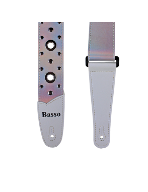 Basso® Chrome Urban Line Silver Tornasol Correa Guitarra 5cm Largo: 145cm