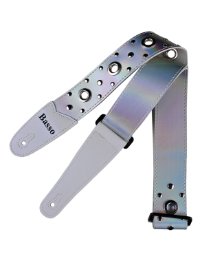 Basso® Chrome Urban Line Silver Tornasol Correa Guitarra 5cm Largo: 145cm