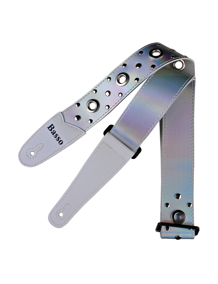 Basso® Chrome Urban Line Silver Tornasol Correa Guitarra 5cm Largo: 145cm
