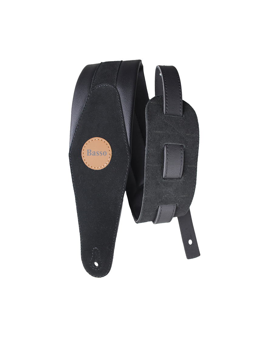 Basso® Original Gamuza Correa Bajo 9 cm Largo: 145cm Negro
